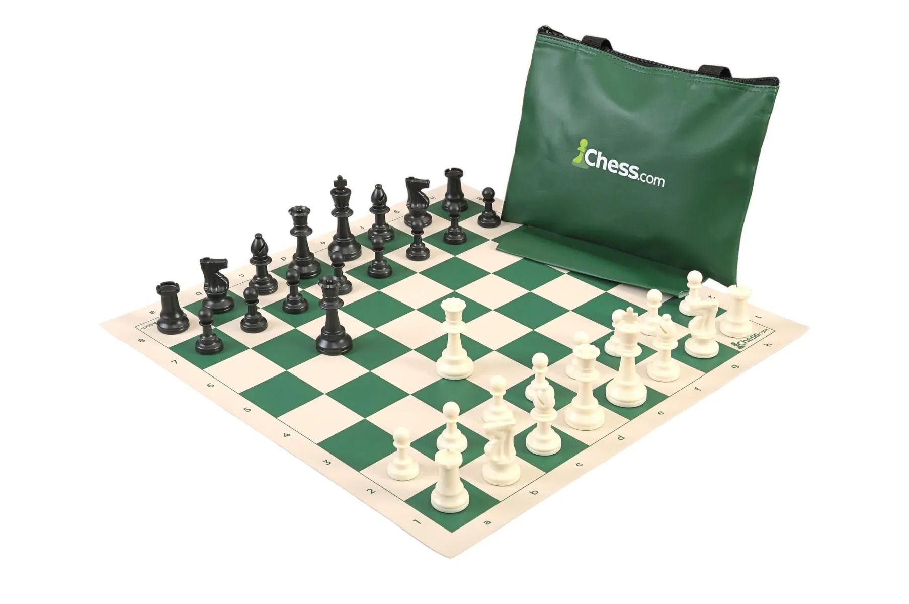 Chess.com Standard Chess Set Combination - Single Weighted Regulation  Pieces | Vinyl Chess Board | Standard Bag
