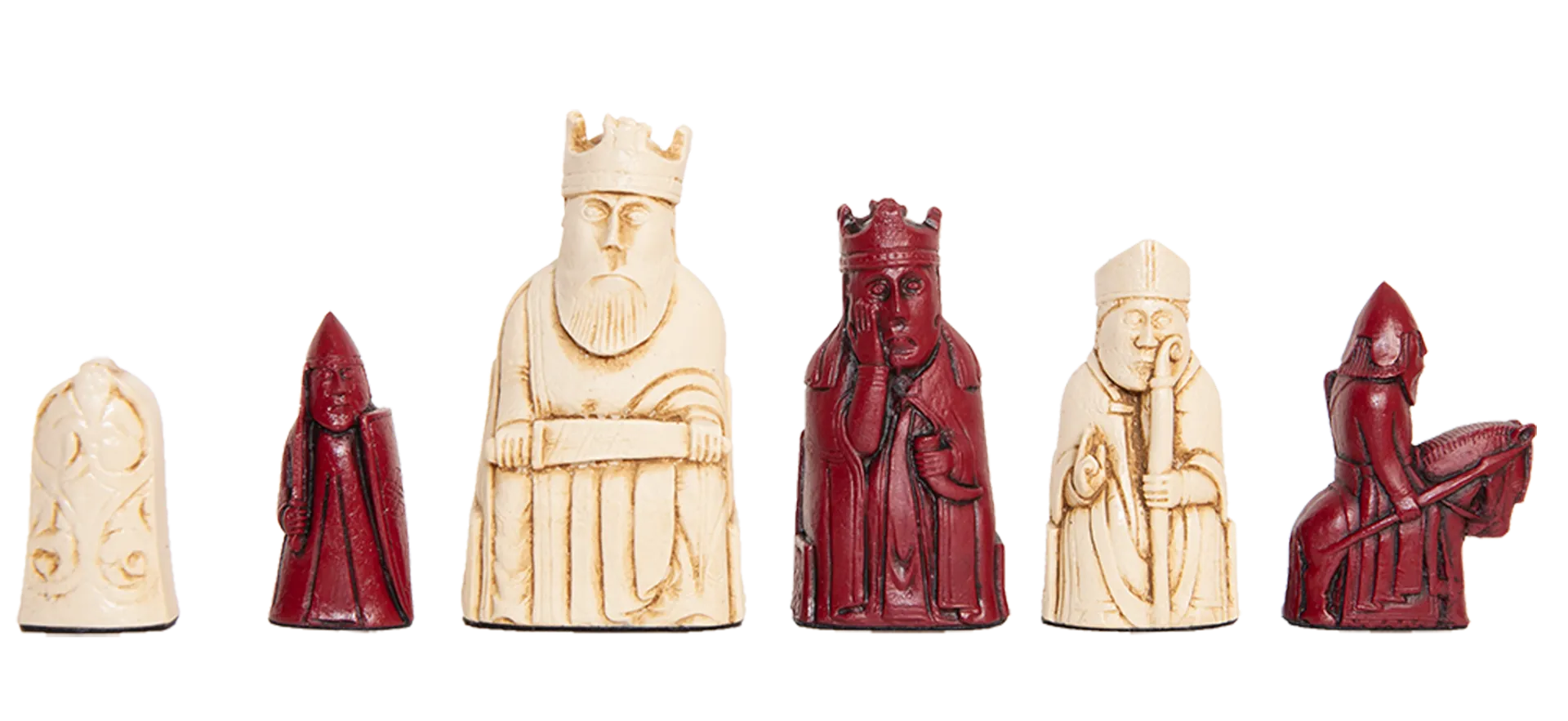 Isle Of Lewis II Ivory & Red Resin Chess Pieces 3.5 With -  Portugal